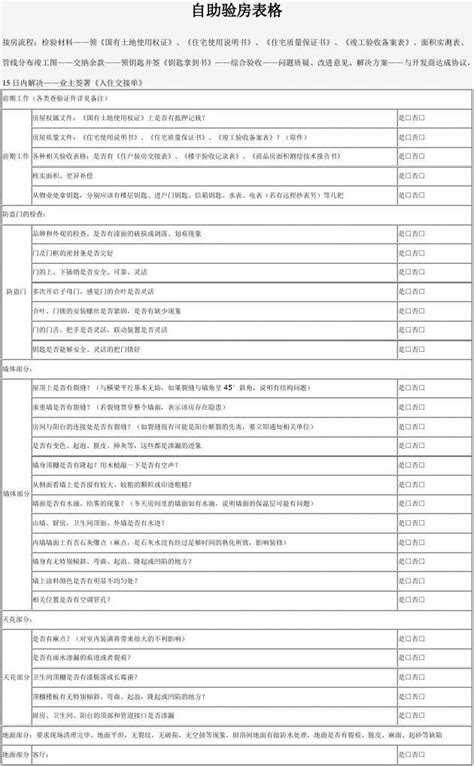 看房注意事項表格